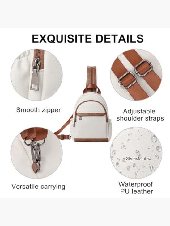Convertible Sling Backpack Purse Crossbody Small Travel Bag Leather main image 4